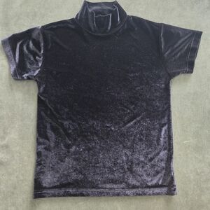 Vintage Black Velvet Mock Turtleneck Top